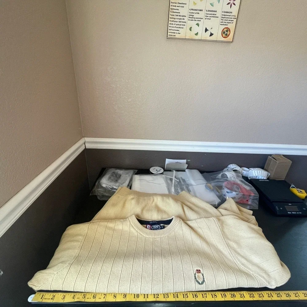 Ralph Lauren Chaps Mens Old Money Crew Neck Cotton Sweater Butter‎ Yellow Large